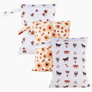 3 Set Wet Bag Storage Bag Waterproof Washable Travel Bags, Beach, Pool, Gym Bag for Swimsuits & Wet Clothes(Flower)