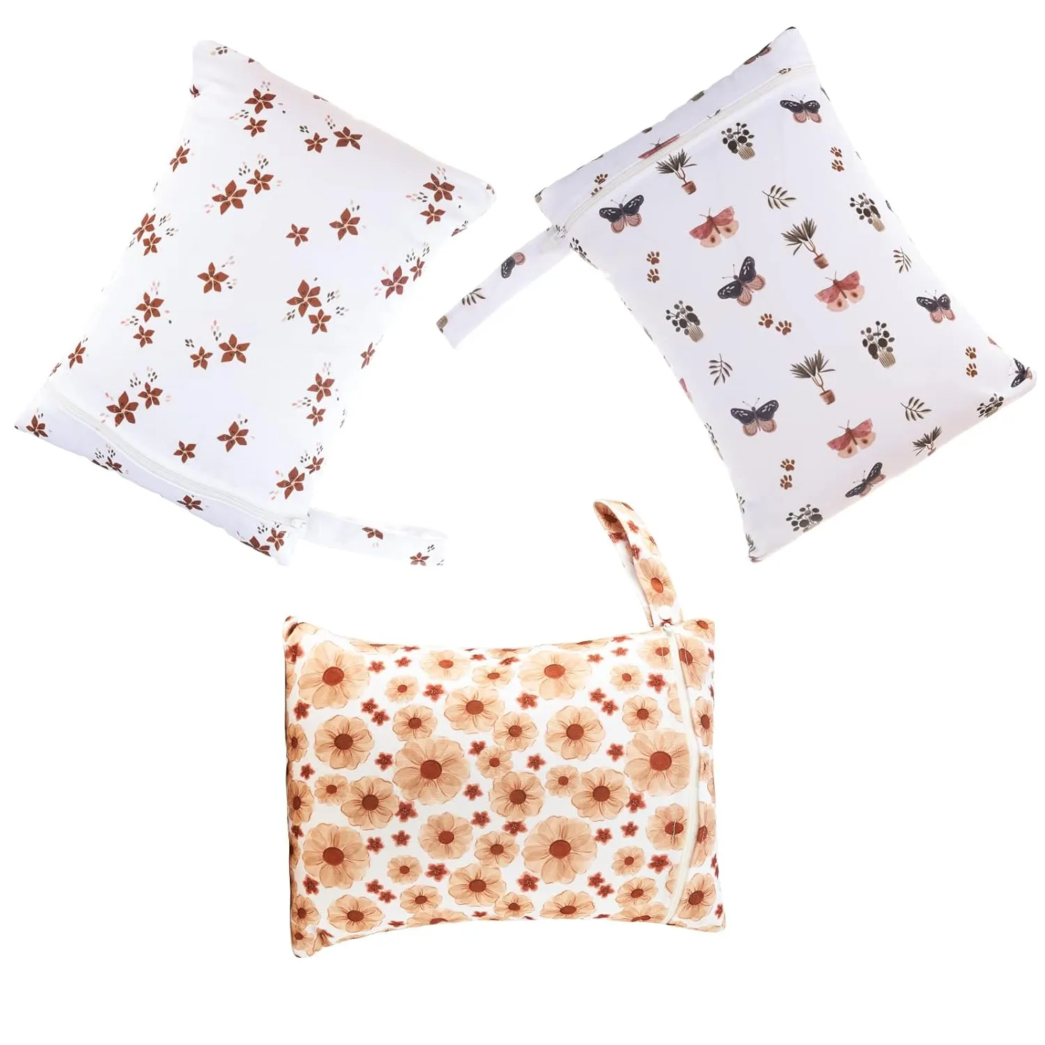 3 Set Wet Bag Storage Bag Waterproof Washable Travel Bags, Beach, Pool, Gym Bag for Swimsuits & Wet Clothes(Flower)