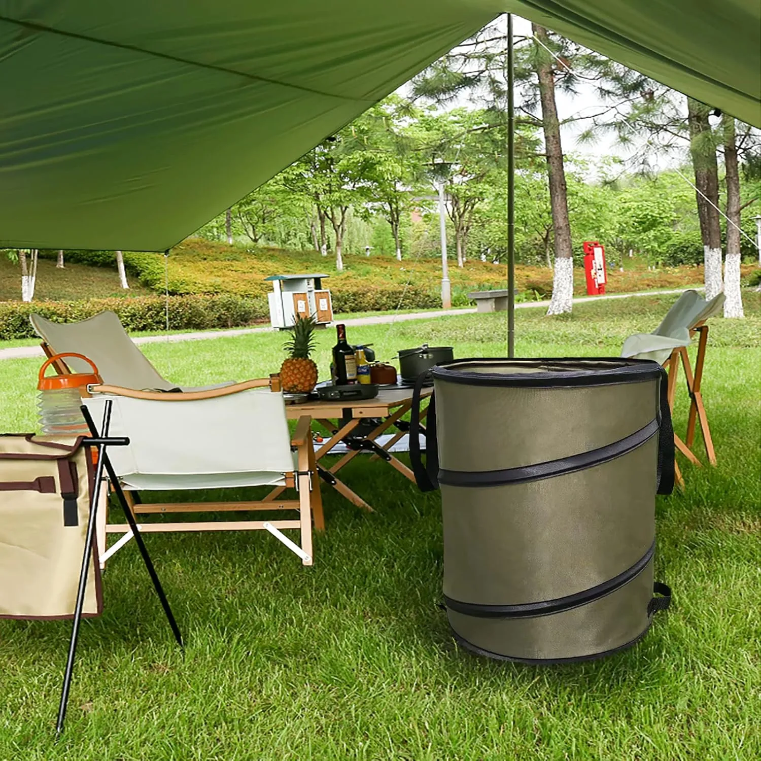 30 Gallon Yard Waste Bags/Garden Waste Bags, Reusable Lawn/Leaf Bags, Pop-Up Garbage Can/Collapsible Garden Bag Suitable for Garden, Camping, Garage Storage-with Storage Bag (Green-2Pack)