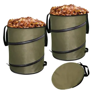 30 Gallon Yard Waste Bags/Garden Waste Bags, Reusable Lawn/Leaf Bags, Pop-Up Garbage Can/Collapsible Garden Bag Suitable for Garden, Camping, Garage Storage-with Storage Bag (Green-2Pack)
