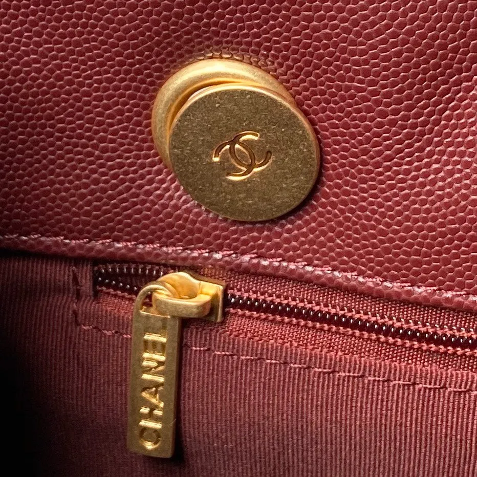 30cm CHANEL caviar gold hardware burgundy Best price bag 24a Spring promotion shopping