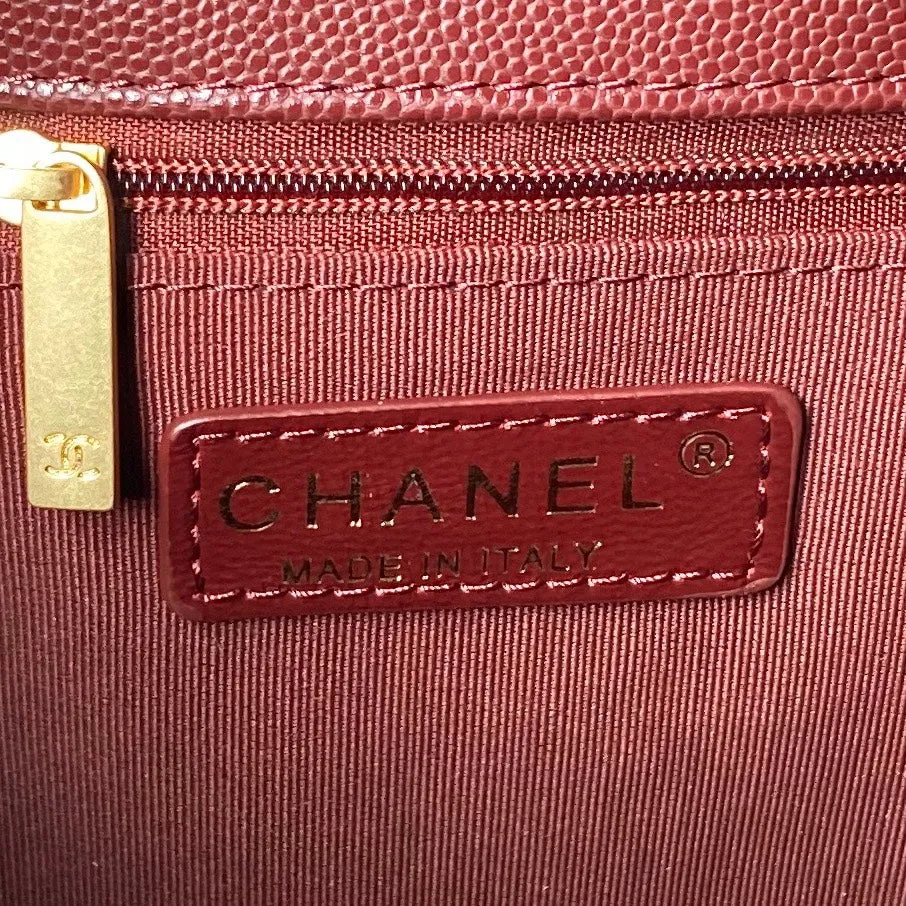 30cm CHANEL caviar gold hardware burgundy Best price bag 24a Spring promotion shopping
