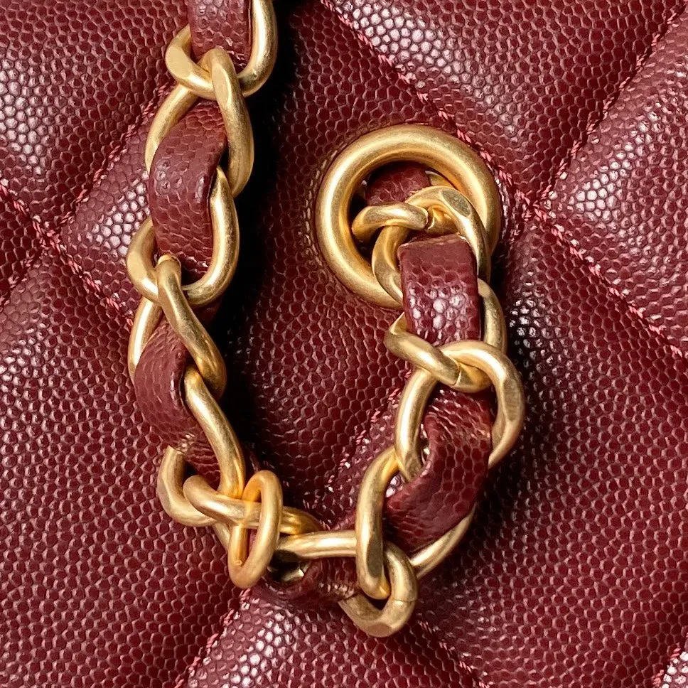 30cm CHANEL caviar gold hardware burgundy Best price bag 24a Spring promotion shopping