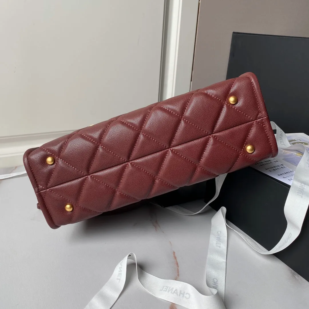 30cm CHANEL caviar gold hardware burgundy Best price bag 24a Spring promotion shopping