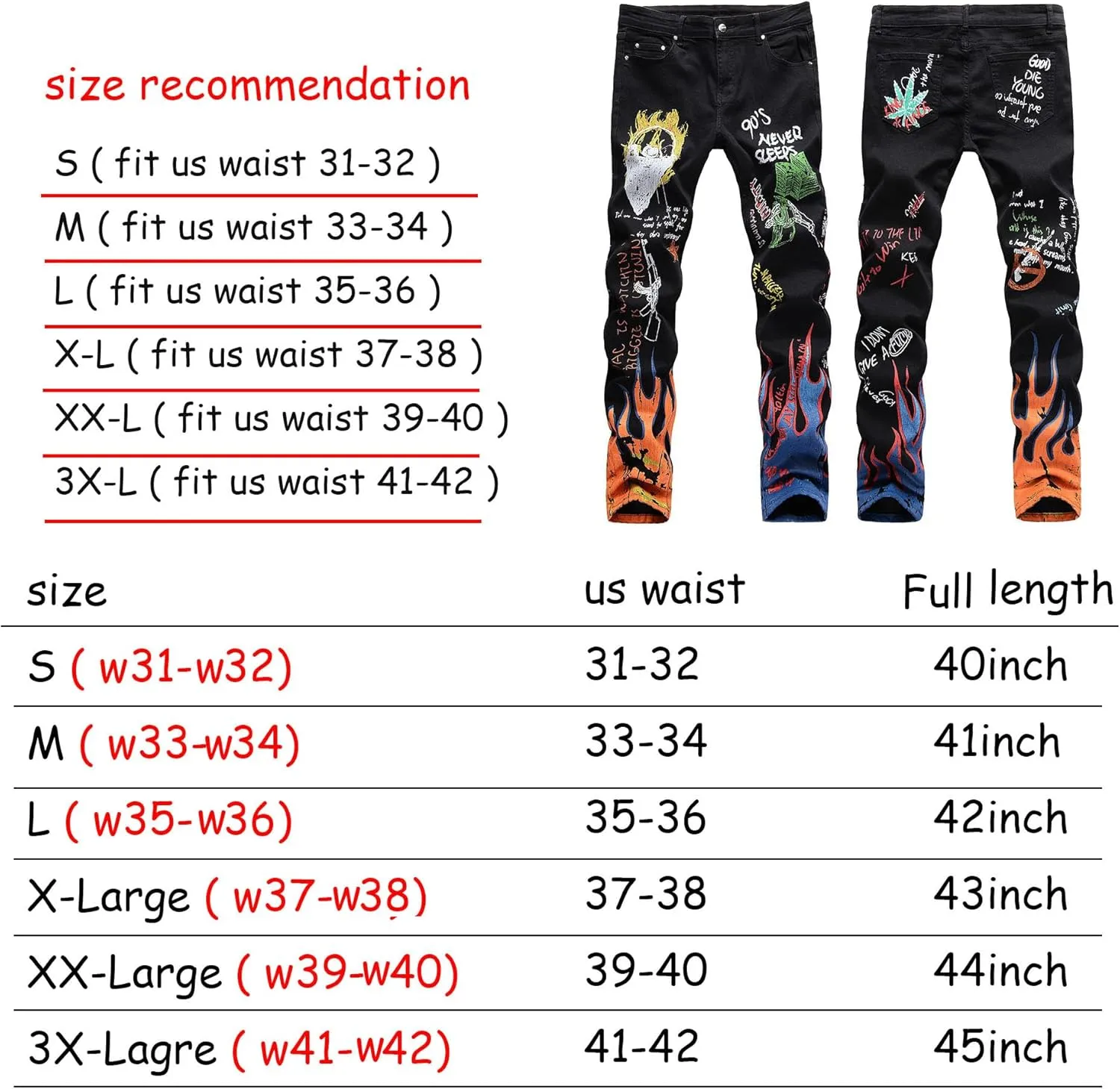 3D Painted Graffiti Printed Jeans Men's Hip Hop Pants, Streetwear Mens Jeans Slim Fit Pants Stretch Casual Jeans