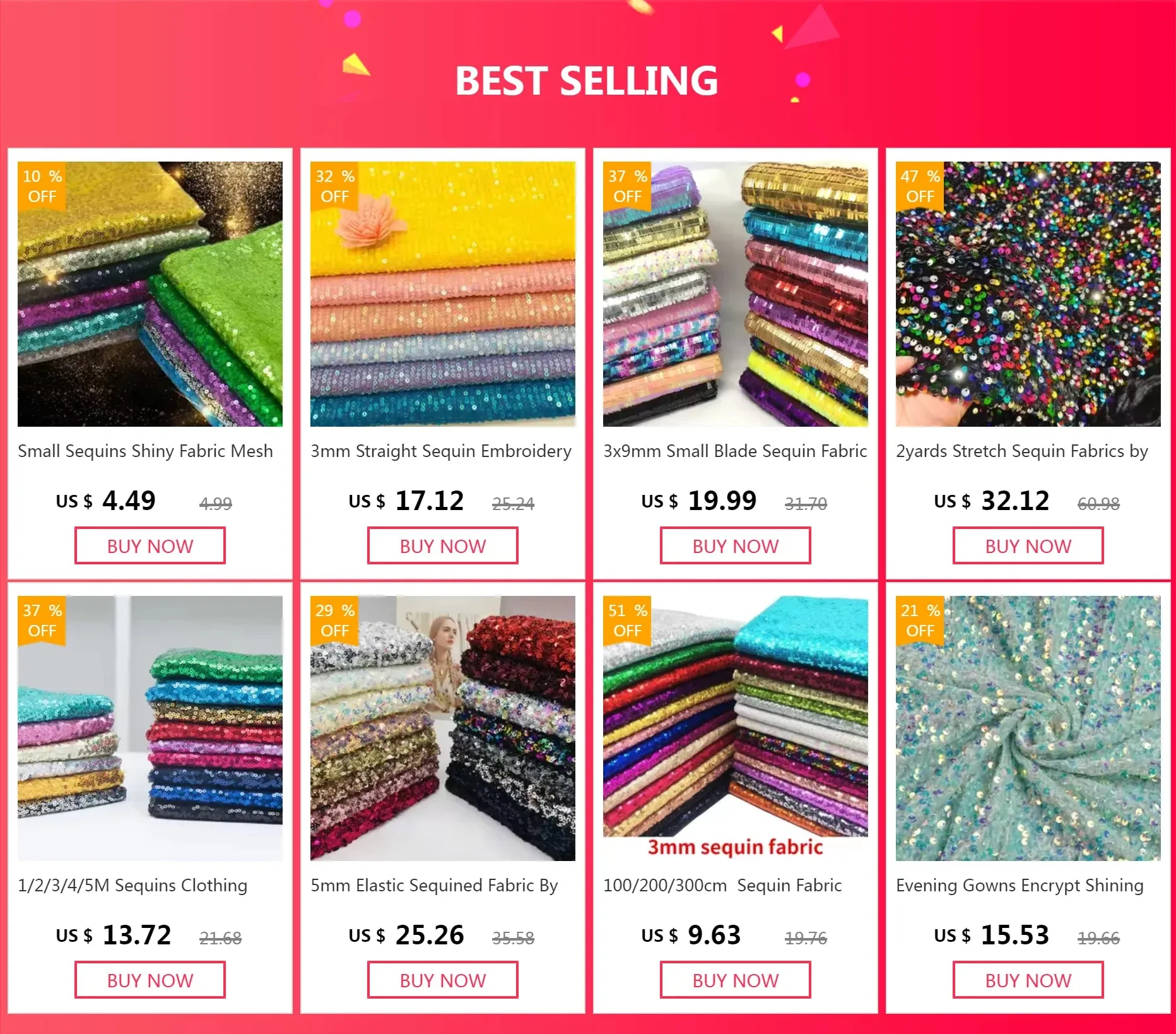 3x9mm Small Blade Sequin Fabric Closing Evening Dress Short Skirt Designer Cloth Backpack Shoes Diy Material Black 19 Colors