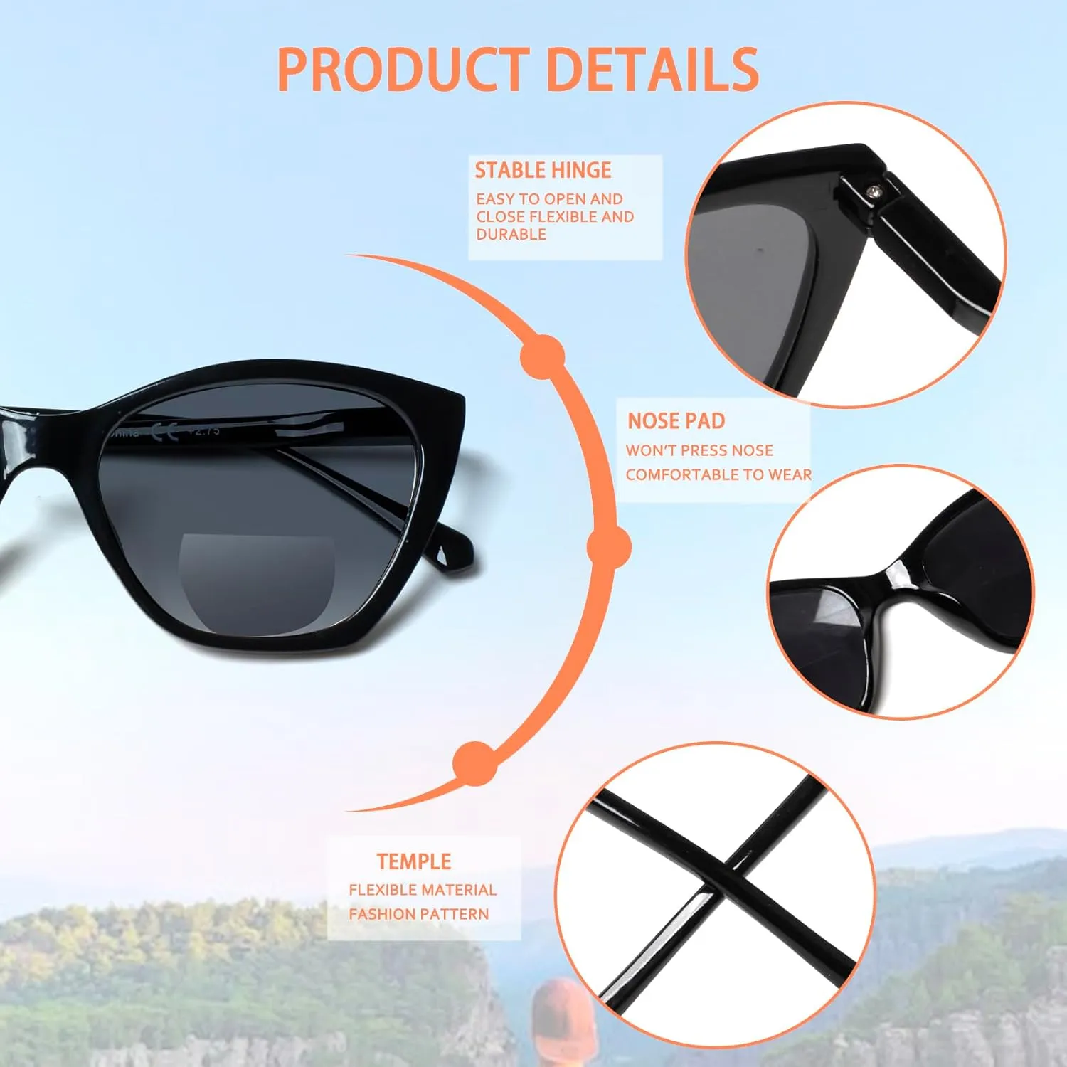 4 Pack Bifocal Reading Glasses for Women Men Sun Readers Spring Hinge Outdoor Sunglasses Fashion Bifocal Eyeglasses
