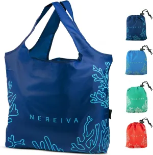 4 Pack Foldable Grocery Bags into Tiny Pouch - Large Capacity Multi-Color, Great for Travel, Durable, Washable Packable Shopping Bag, Comes with a carry pouch, Lightweight