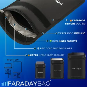 4 Pack Large – Fireproof and Waterproof Faraday Bags for Phones, Key Fob, Cash, Laptop & RFID Blocking Pouch Set