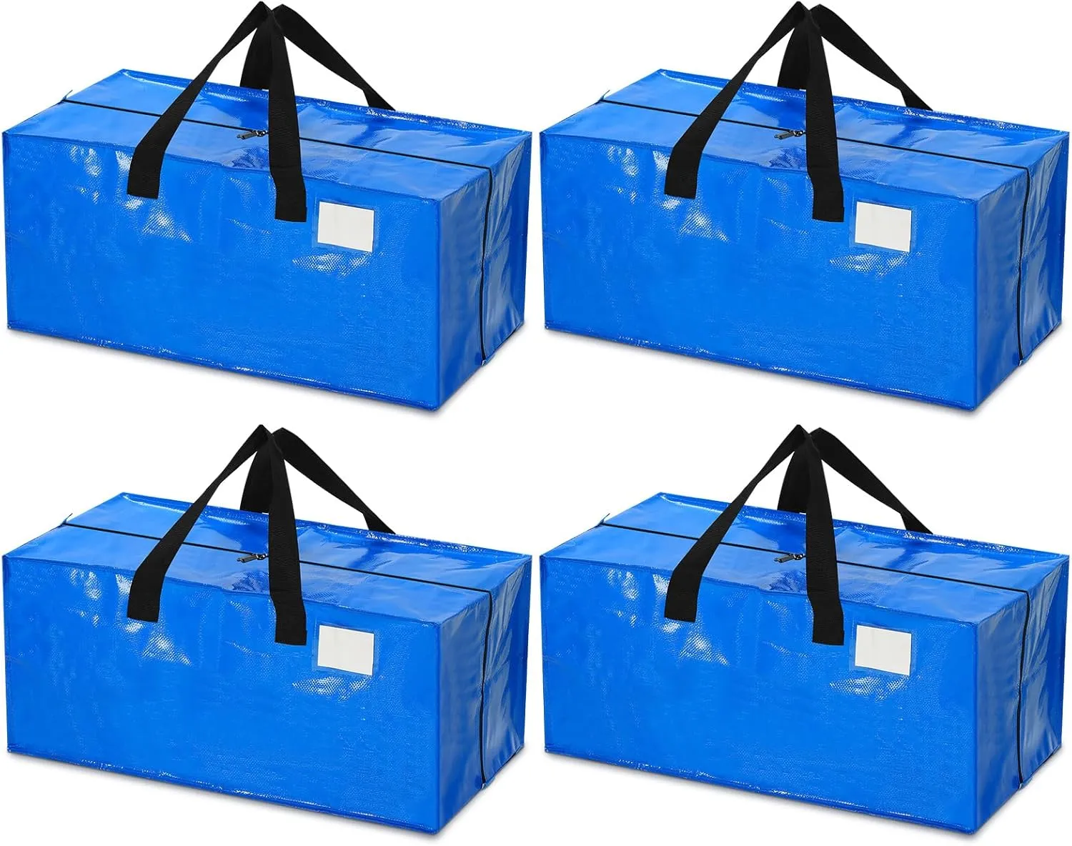 4 Pcs 24 Gallon Large Moving Bags with Zipper and Handles Foldable Storage Duffle Bags Heavy Duty Extra Large Totes for College Dorm Travel Clothes Blankets Bedding Moving (Blue)
