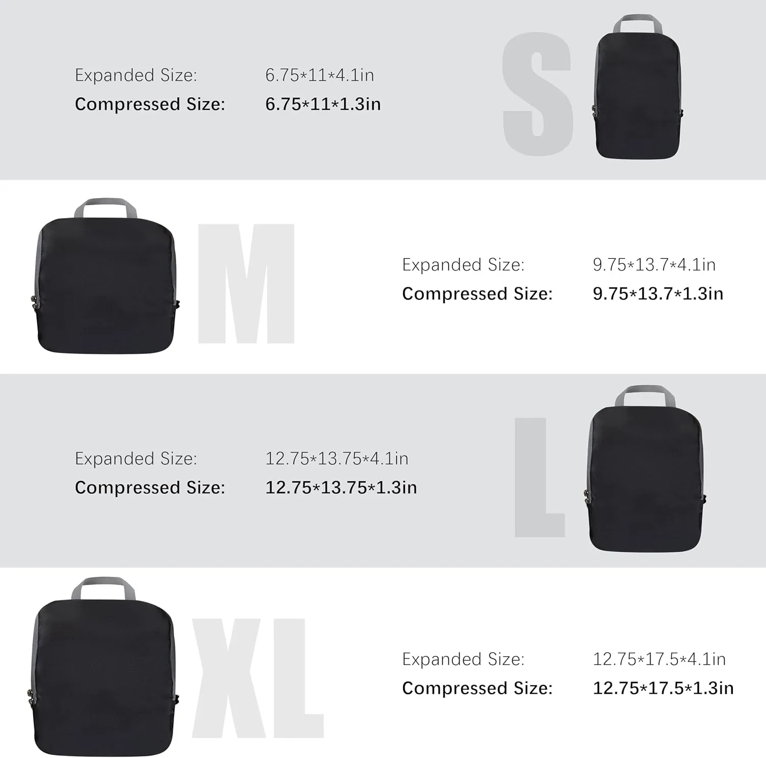 4 Set Compression Packing Cubes Travel - Travel Accessories Expandable Packing Organizers for Carry On - Essentials Luggage Travel Bags