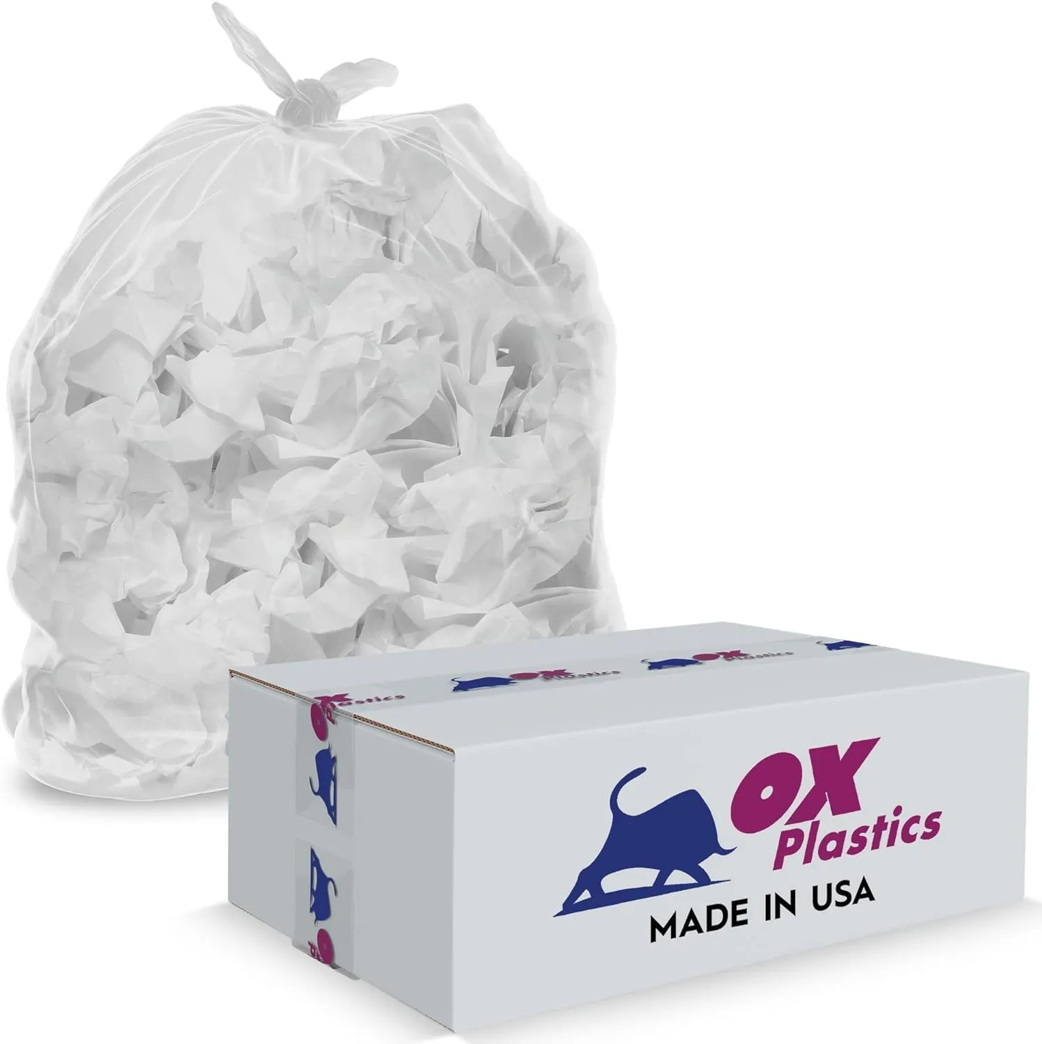 45-50 Gallon Trash Bags - (22 Microns) High Density 43"x48", 150 Count Unscented Trash Can Liners - Multipurpose Clear Garbage Bags for Bathroom, Kitchen or Office Wastebaskets Made in USA