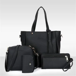 4pcs/Set Women Pu Leather Handbag Shoulder Bag For Women Ladies Business Work Pouch Purse Messenger Satchel Tote Bags