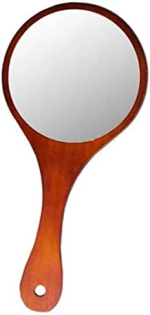 5xPortable Hand Cosmetic Mirror Made of Wood with Handle for Beauty on The Go, 5 Pack Dark Brown Handheld Mirrors for Makeup Kit