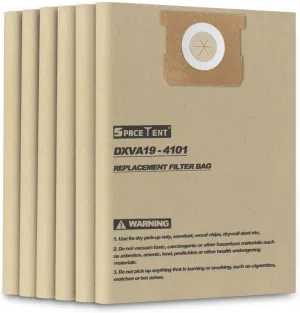 6 Pack DXVA19-4101 Disposable Filter Bags for DEWALT 6, 8, 9 and 10 Gallon Wet Dry Vacs, 6-10 Gallon Shop Vac Bags, DXV10SA Vacuum Bags