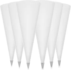 6 Pcs Masonry Grout Bag with 6 Pcs 2 Sizes Tips 11.22 x 22 Inch Tile Grout Masonry Mortar Bags Grout Bag for Tile Heavy Duty Tear Resistant Puncture Tip Cement Sealer Bag for Tile Installation Work