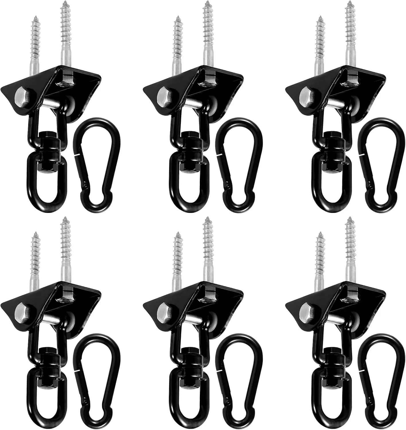 6 Pcs Porch Swing Hanging Kit, 360°Rotating 1000 lb Capacity Hangers, Stainless Steel Hammock Chair Hardware Accessories for Playground Yoga Heavy Bag Bed