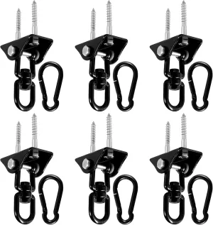 6 Pcs Porch Swing Hanging Kit, 360°Rotating 1000 lb Capacity Hangers, Stainless Steel Hammock Chair Hardware Accessories for Playground Yoga Heavy Bag Bed