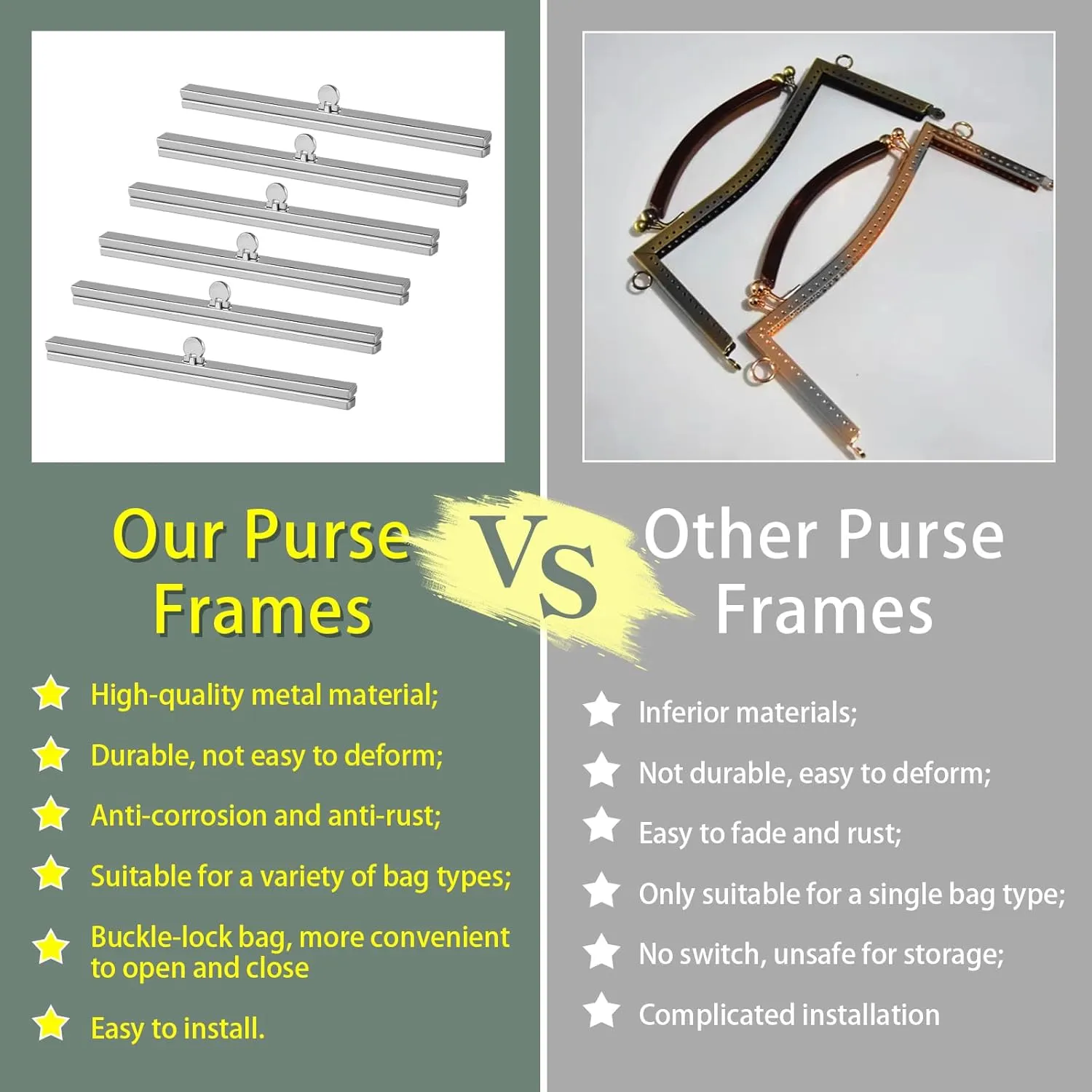 6 Pieces Clasp Lock Packs,BUTUZE 7.48Inch Metal Purse Frame Kiss Clasp Lock with Comfortable Grip, Bag Supplies for Purse Making,Bag Making,Leather Craft DIY