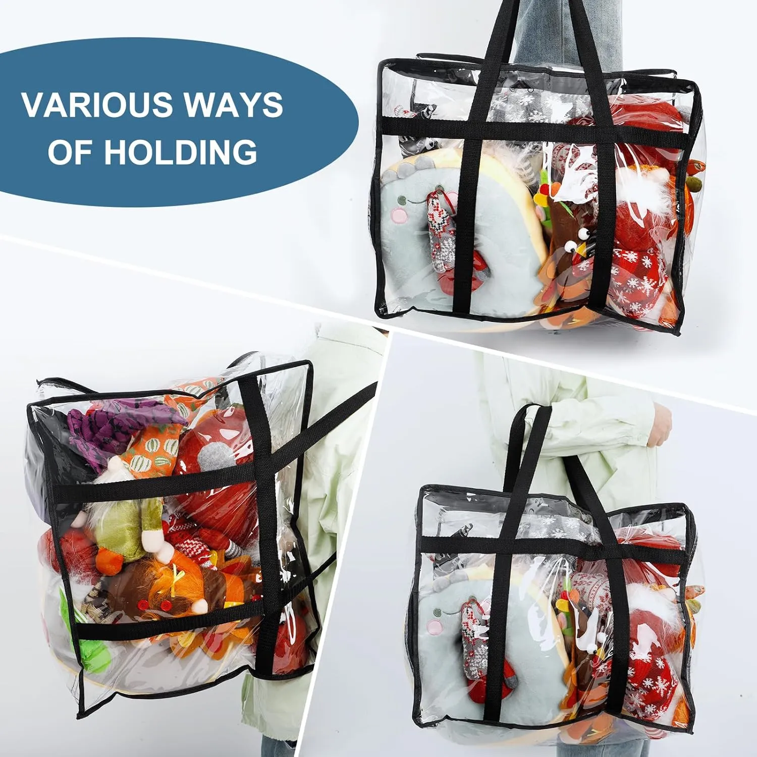 6Pack Clear Blanket Storage Bags, Vinyl Comforter Clothes Storage Closet Organizers and Storage Containers Moving Bags with Reinforced Handle for Bedding, Clothing, Comforters, Pillows, Toys,40L
