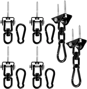 6Pcs Swing Hangers, Heavy Duty Stainless Steel Swing Hanging Hardware, 360° Swivel Hammock Chair Hardware Accessories, 1000 lbs Capacity for Porch Playground Yoga Heavy Bag