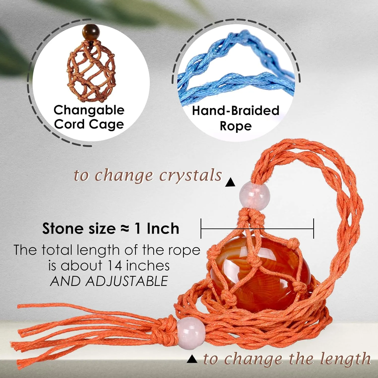 7 Chakra Healing Crystal Necklace Set - Boho Handmade Cord Cage and Hippie Energy Pendant Holder Real Crystal and Healing Stone Jewelry Spiritual Gift for Women Teen
