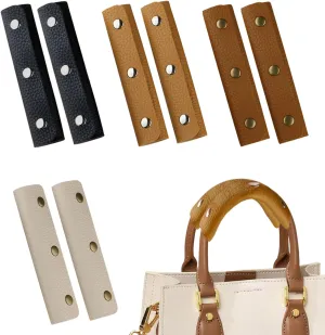 8 Pcs/4 Pairs Handbag Handle Covers Leather Wrap Cover Purse Handle Grip Bag Handle Protectors Craft Strap Making Supplies with Metal Snap Buttons for Luggage Shopping Travel Bag