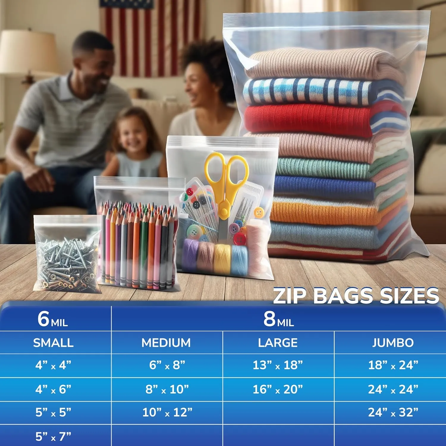 8mil Heavy Duty Plastic Storage Bag, 4x Thicker Zipper, Reusable Zip Top Bag, 10"x12", Pack of 25 for Cakes, Foods, Tools, Accessories, Kitchen Utensils