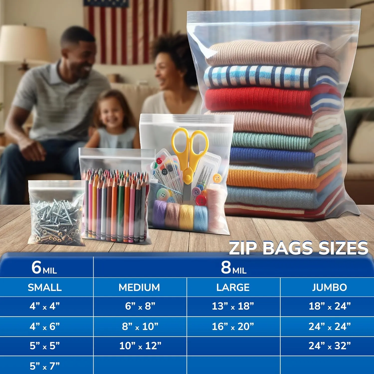 8mil Heavy Duty Plastic Storage Bag, 4x Thicker Zipper, Reusable Zip Top Bag, 10"x12", Pack of 25 for Cakes, Foods, Tools, Accessories, Kitchen Utensils