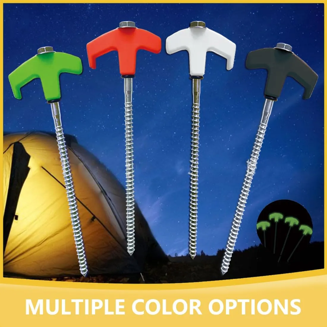8" Screw in Tent Stakes - Ground Anchors Screw in, Tent Spikes with Hex Head Driver and Storage Bags and Nail Remover, Camping Stakes Heavy Duty, for Patio, Garden, Grassland, Outdoor (8, Red)