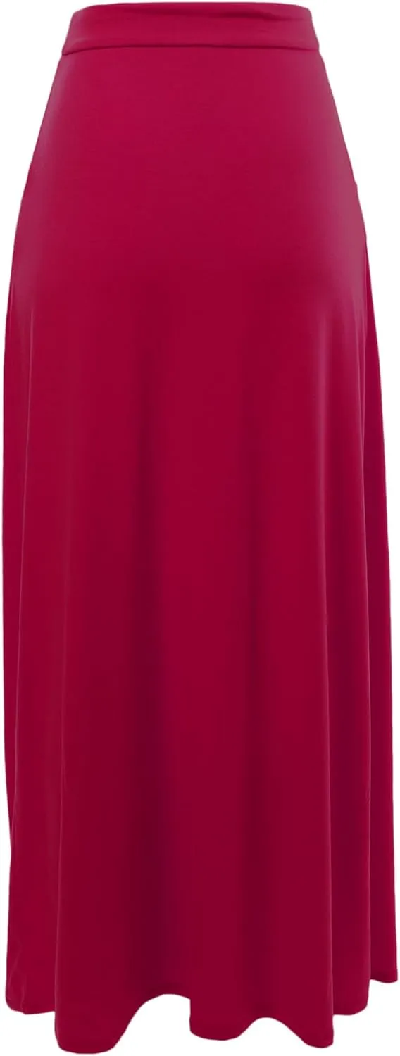 A2Y Women's Basic Foldable High Waist Floor Length Maxi Skirts
