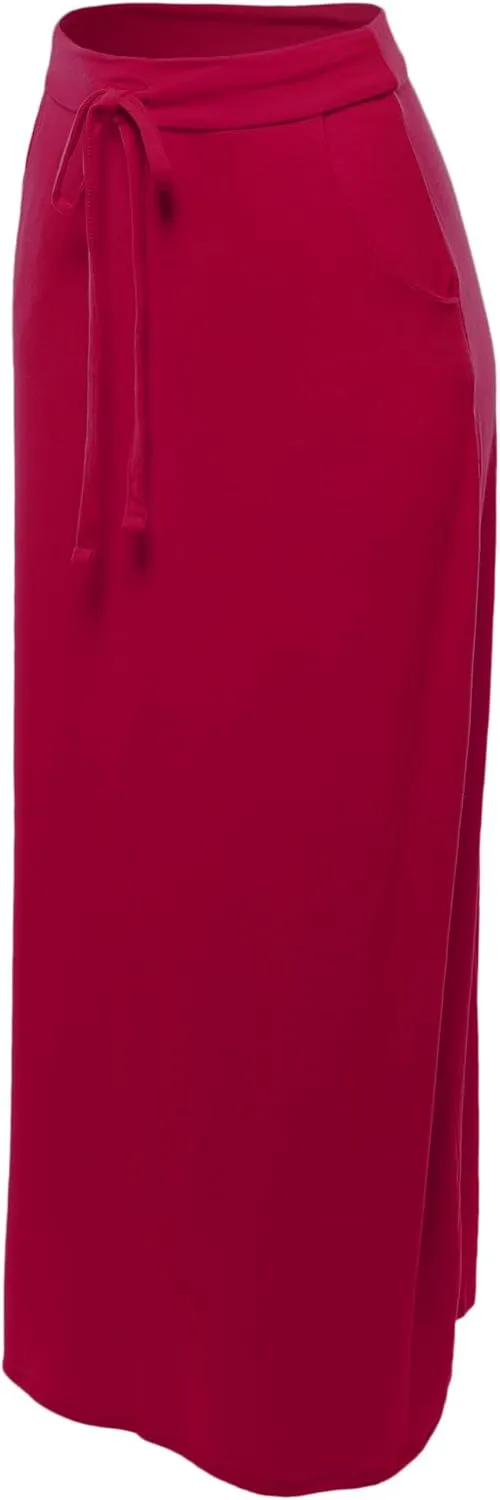 A2Y Women's Basic Foldable High Waist Floor Length Maxi Skirts