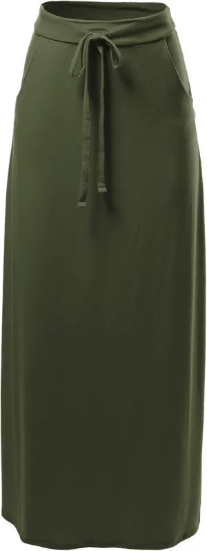 A2Y Women's Basic Foldable High Waist Floor Length Maxi Skirts