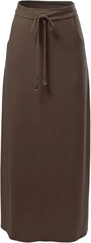 A2Y Women's Basic Foldable High Waist Floor Length Maxi Skirts