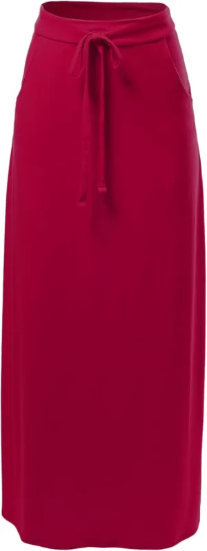 A2Y Women's Basic Foldable High Waist Floor Length Maxi Skirts