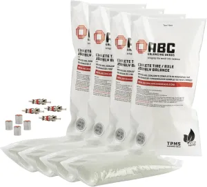 ABC Tire Balancing Beads Kit for Medium/Heavy Duty Trucks & Off-Road Vehicles | (4) 14oz Bags (56oz) Beads, (4) Valve Cores, (4) Caps | DIY Install