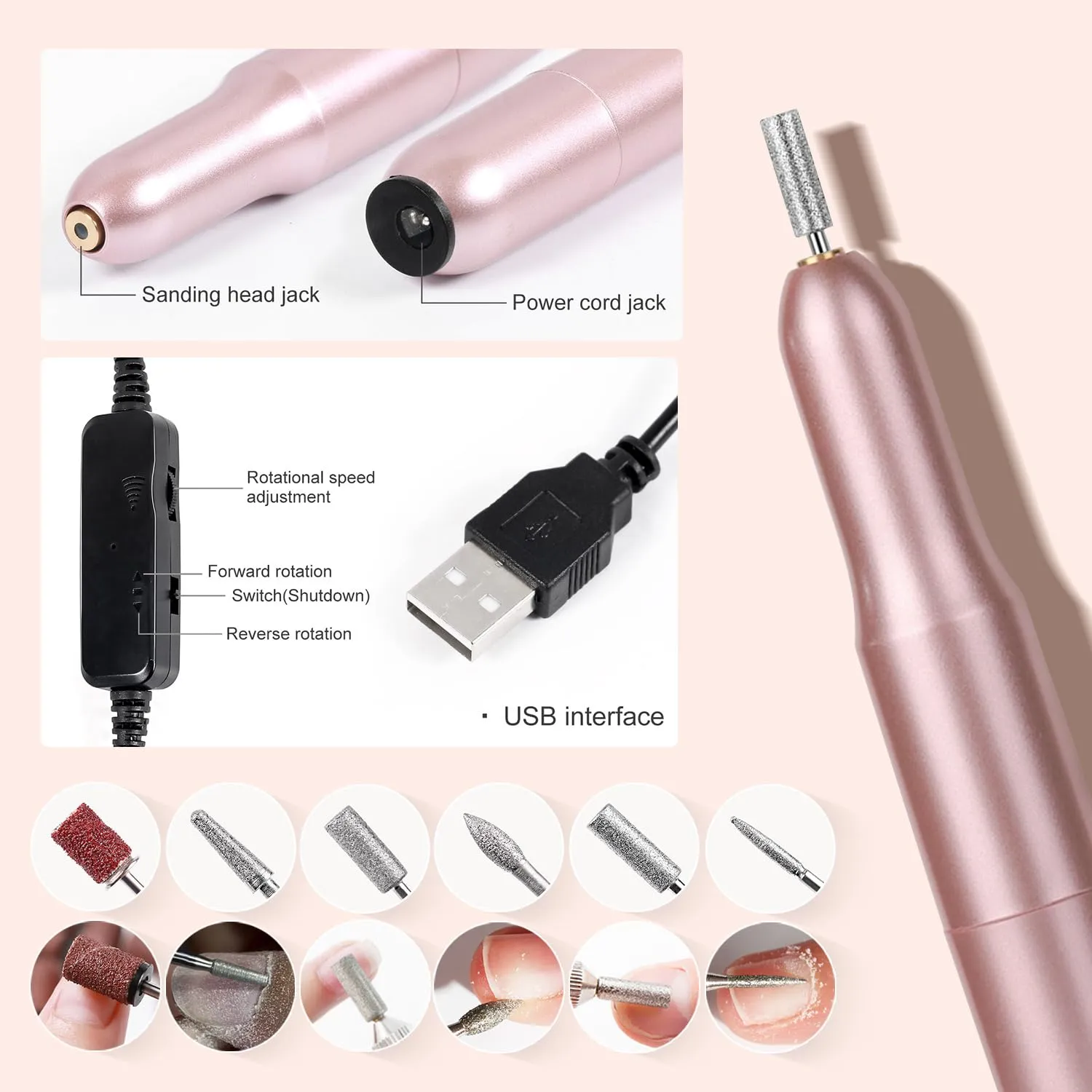 Acrylic Nail Kit with liquid Monomer,6colors Acrylic powder,UV Lamp for Beginners with Everything Nail Supplies（Pink）