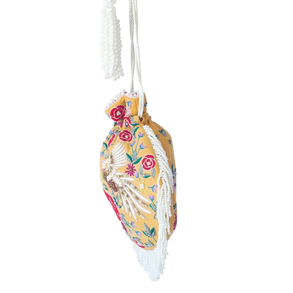 Adora By Ankita Yellow Phoenix Flapper Bag