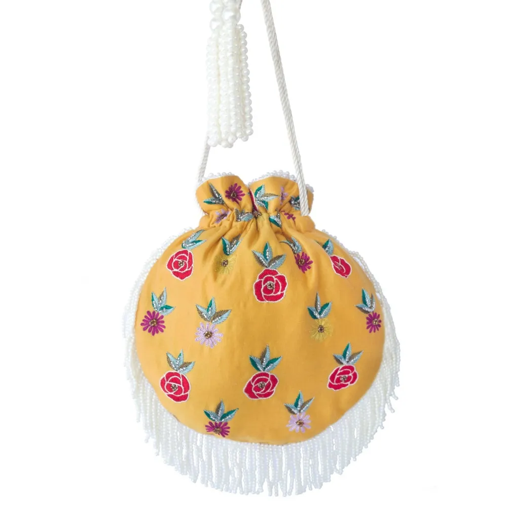 Adora By Ankita Yellow Phoenix Flapper Bag