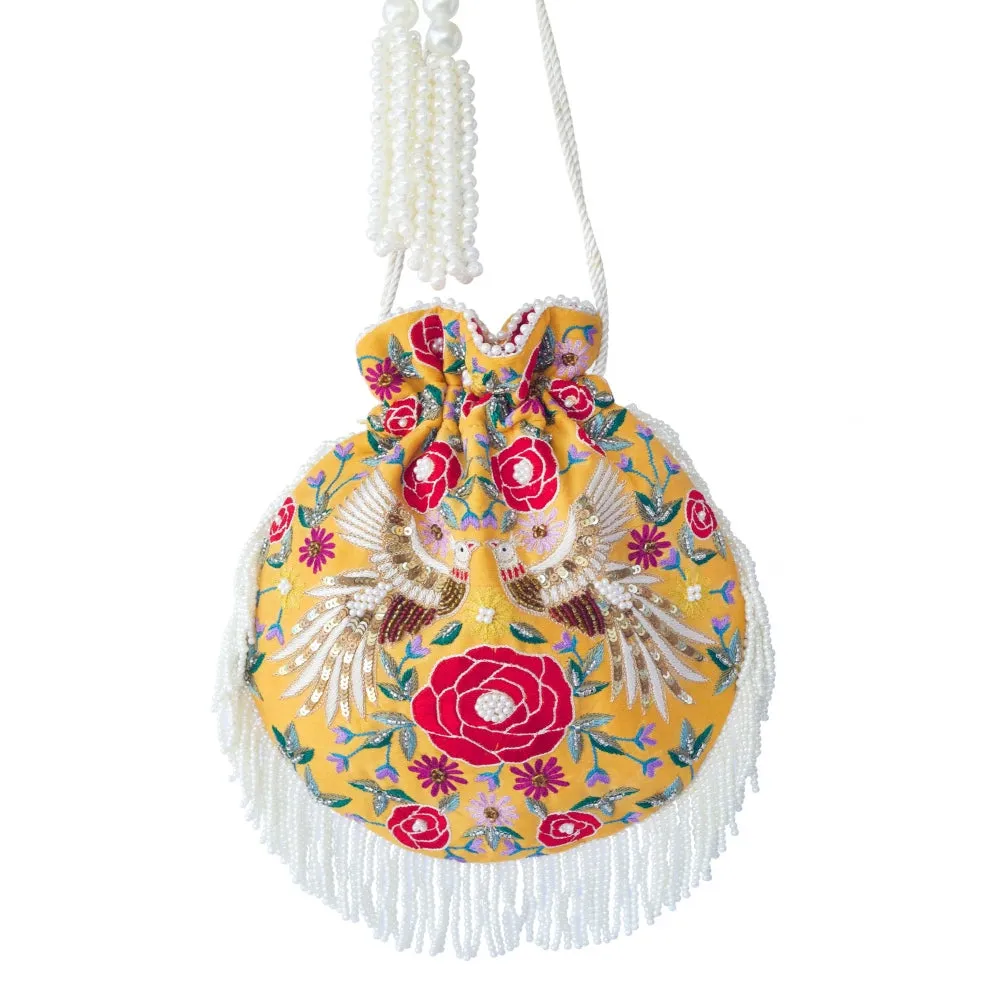Adora By Ankita Yellow Phoenix Flapper Bag