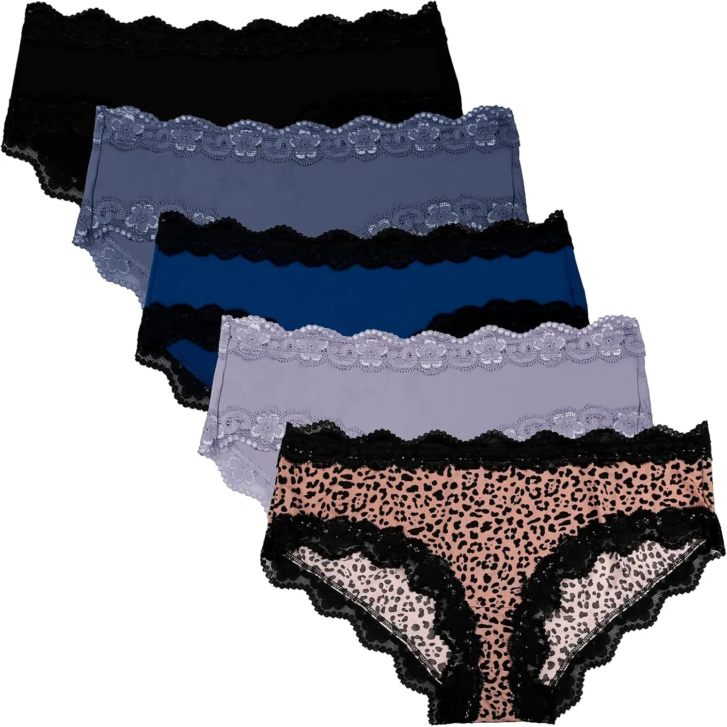ADOVAKKER Women's Underwear Low Rise Lady Micro Smooth Breathable Briefs Hipster Panties Multipack Printing J-S1