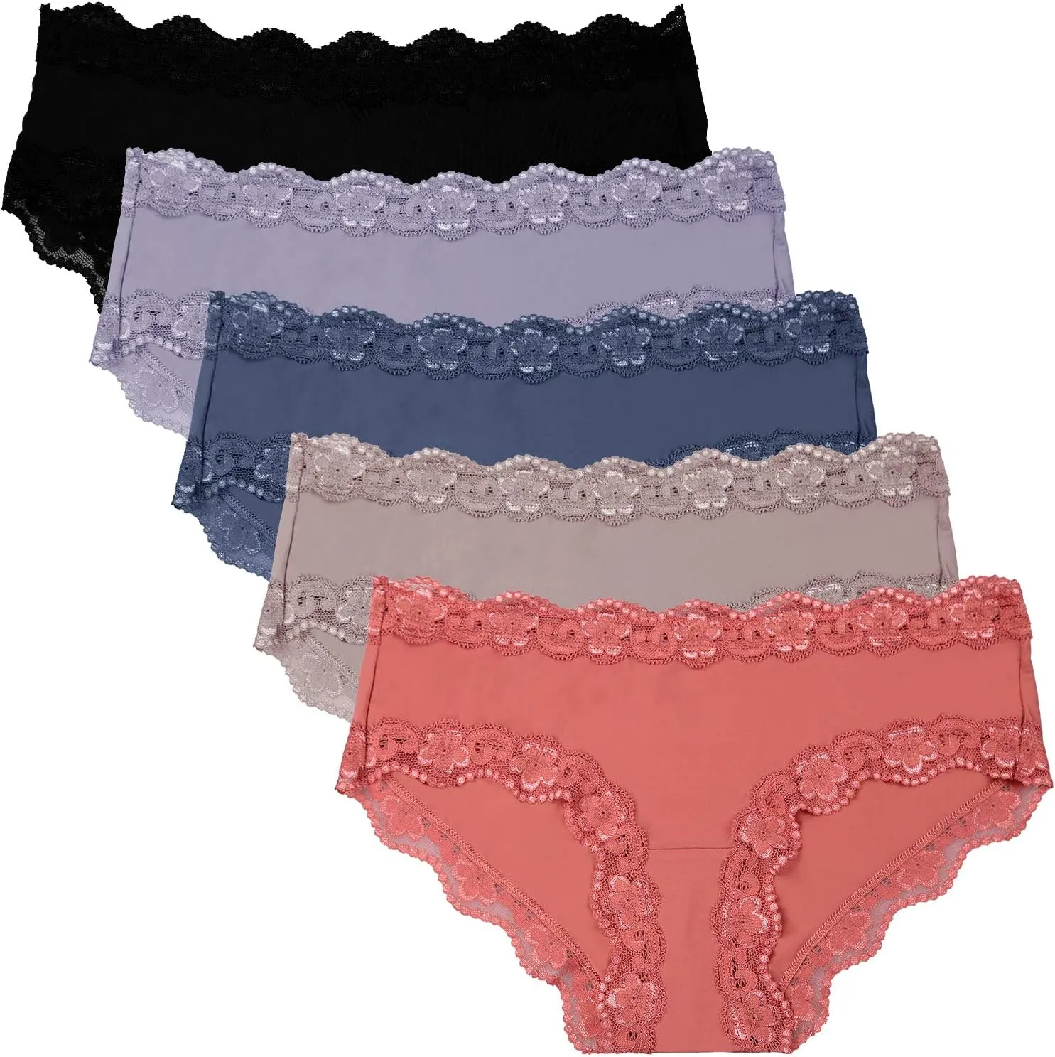 ADOVAKKER Women's Underwear Low Rise Lady Micro Smooth Breathable Briefs Hipster Panties Multipack Printing J-S1
