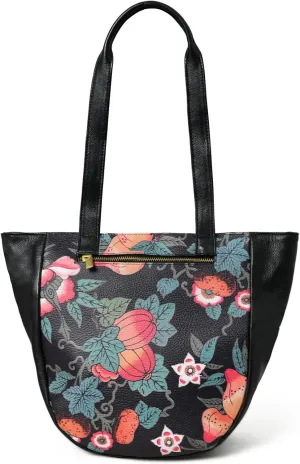 ADYAN Handmade Full Grain Veg Tan Soft Leather Floral Printed Shoulder Tote Bag for Women