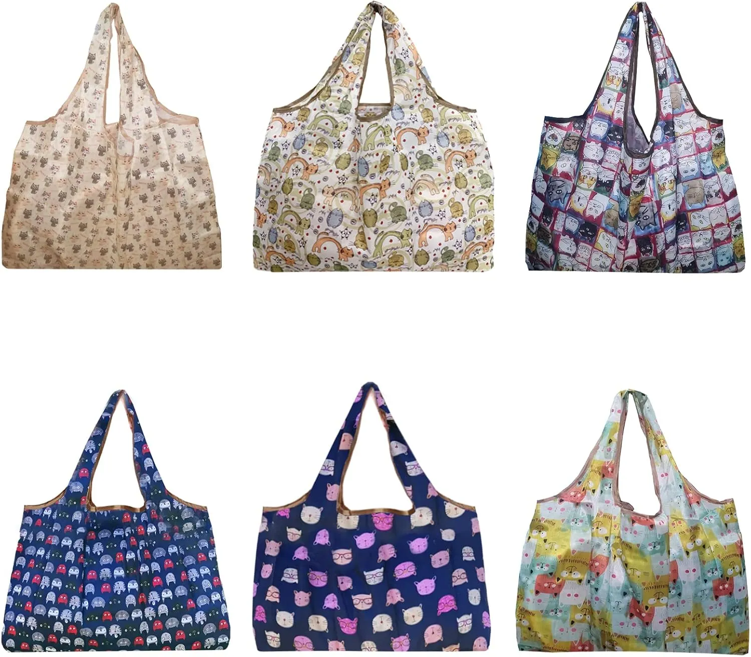 Ahyuan Reusable Grocery Bags 6 Pack Super Large Foldable Grocery Tote Bags Attached Pouch Reusable Shopping Bags