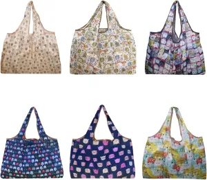Ahyuan Reusable Grocery Bags 6 Pack Super Large Foldable Grocery Tote Bags Attached Pouch Reusable Shopping Bags
