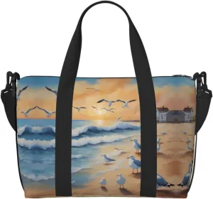 airborne seagulls Hand-held messenger travel bag, suitable for work, travel, fitness, tourism, women's casual handbag with zipper,