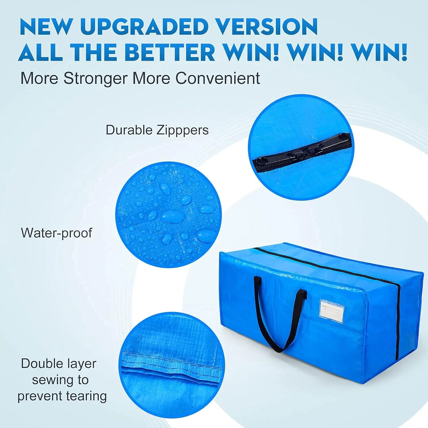 AlexHome Heavy Duty, Extra Large Packing Bags - Reusable Plastic Moving Totes, Clothes Storage Containers - Compatible with Ikea Frakta Cart (Blue, Set of 7)