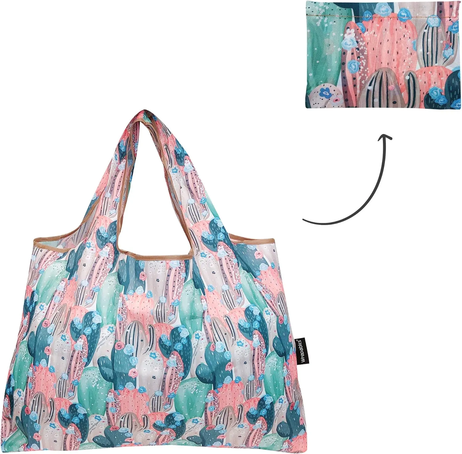 alldyrew Large Foldable Tote Nylon Reusable Grocery Bag, 3 Pack