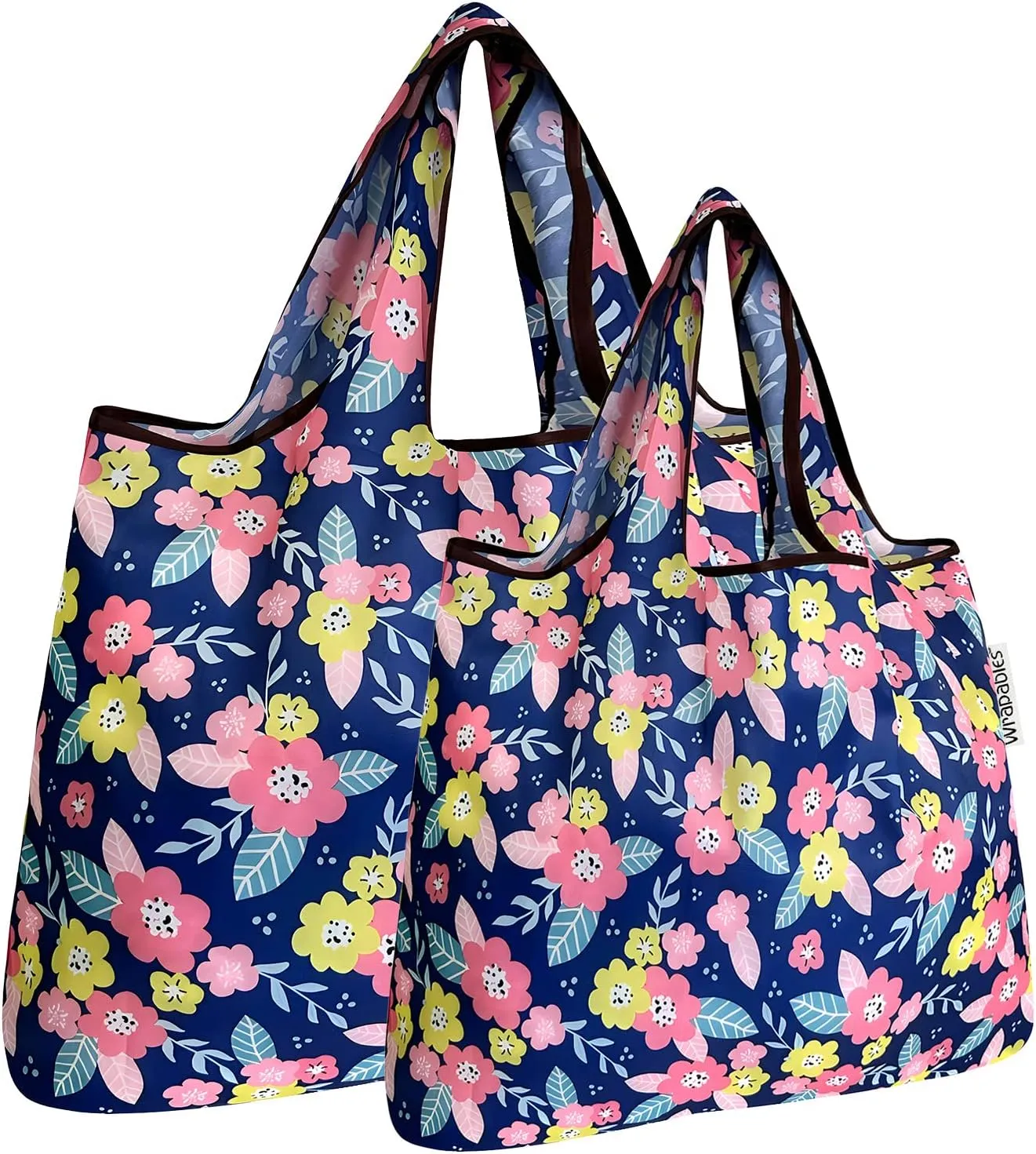 allydrew Large & Small Foldable Tote Nylon Reusable Grocery Bags, Set of 2