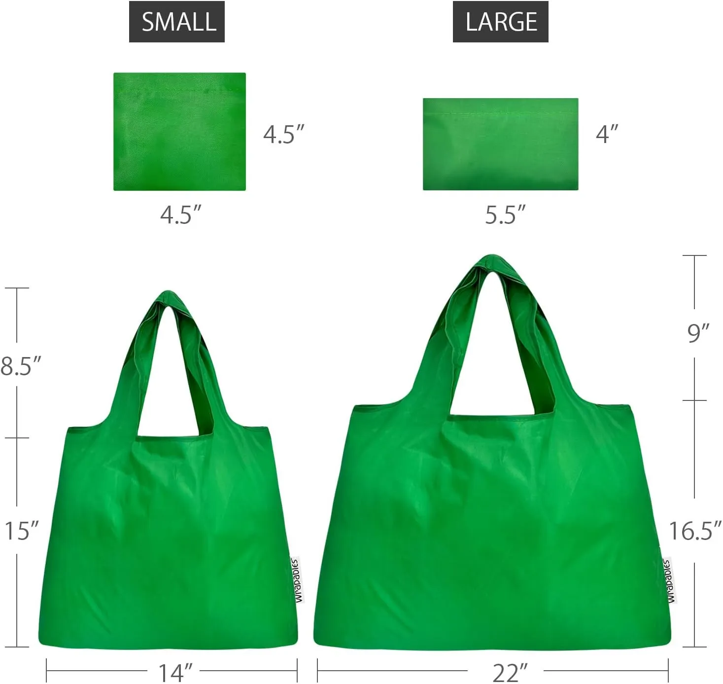 allydrew Large & Small Foldable Tote Nylon Reusable Grocery Bags, Set of 2